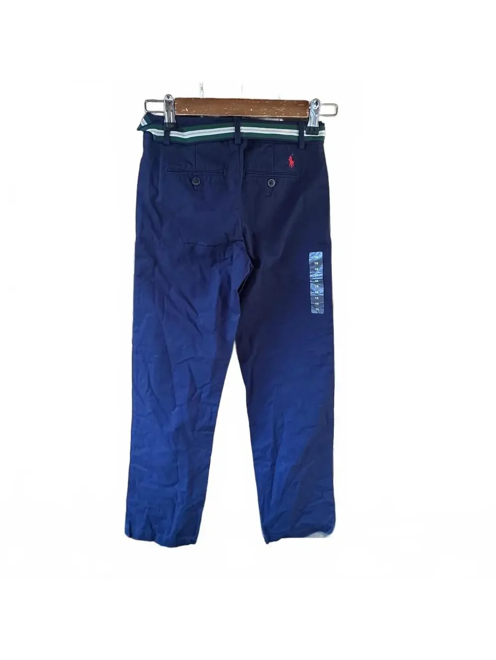 Polo Ralph Lauren Navy Blue Boys' Pants with Striped Belt Size 10 NWT